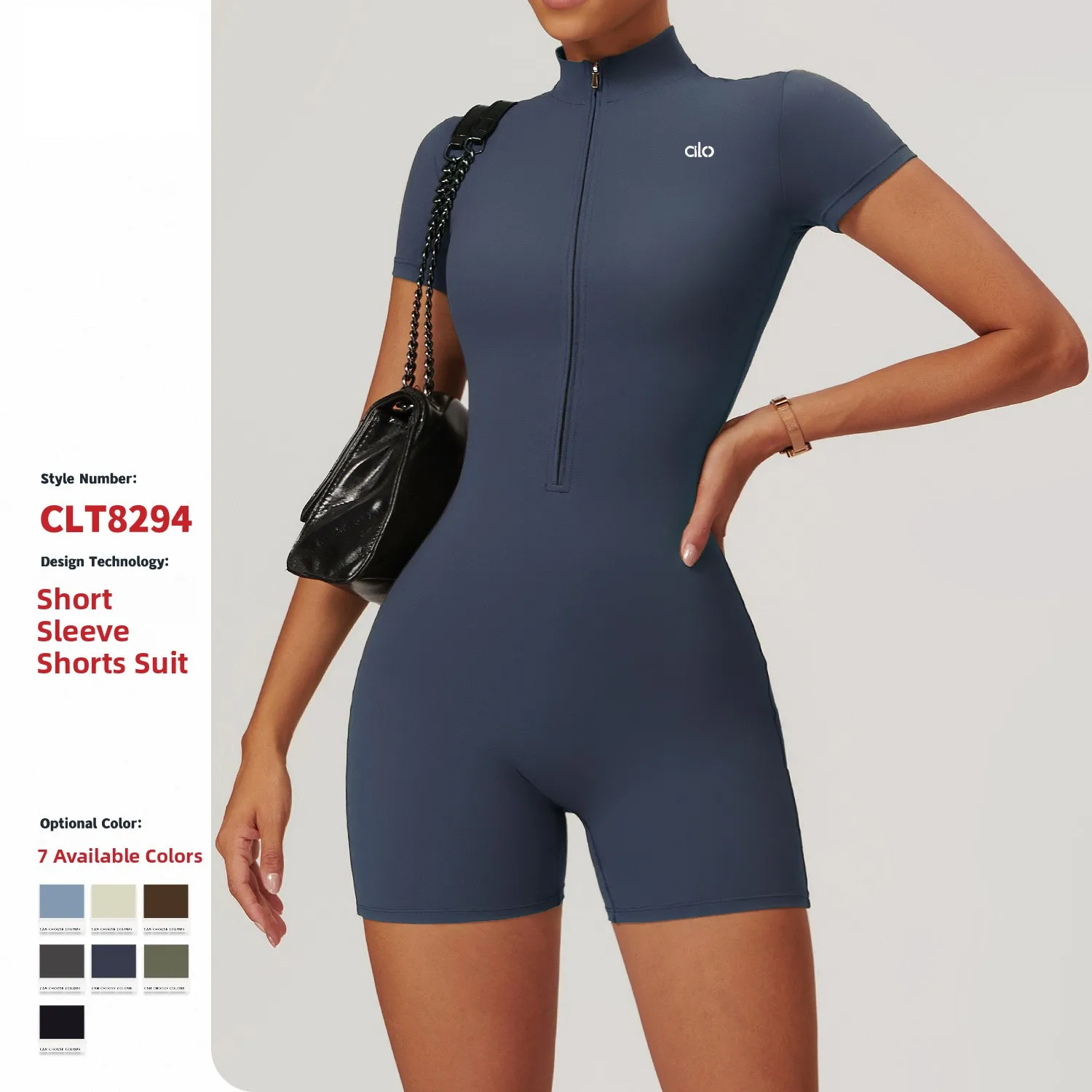 ALOR Summer Zipper ort Sve Yoga Onesie Women's Fitn Tight Sports Bodysuit ALOIDE Brand Double-Sided Cloud Sensation F...