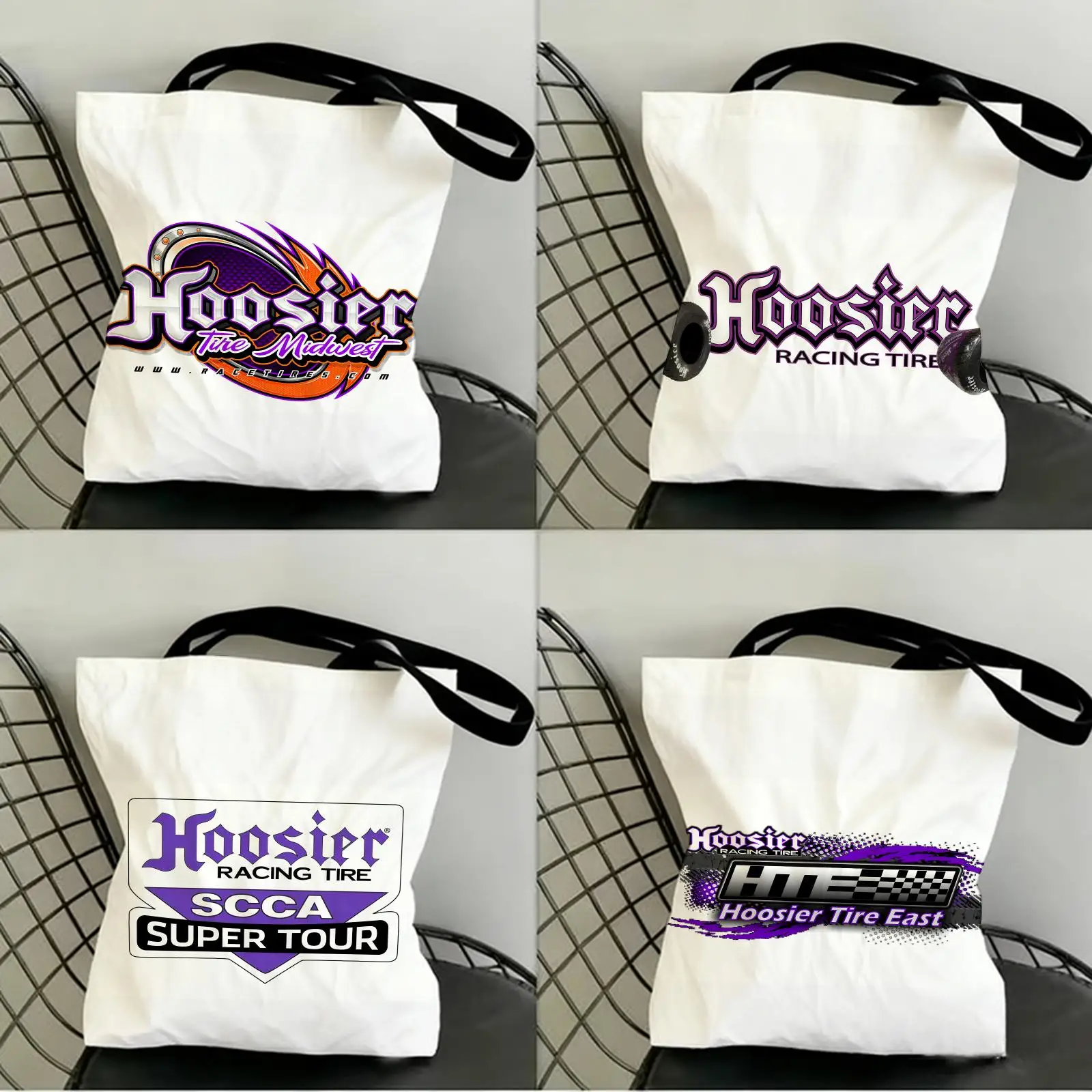 H-Hoosier Racing Storage Bags Canvas Tote Bag Double-Sided Print Lightweight Shoulder Travel Beach Bag Gift Eco