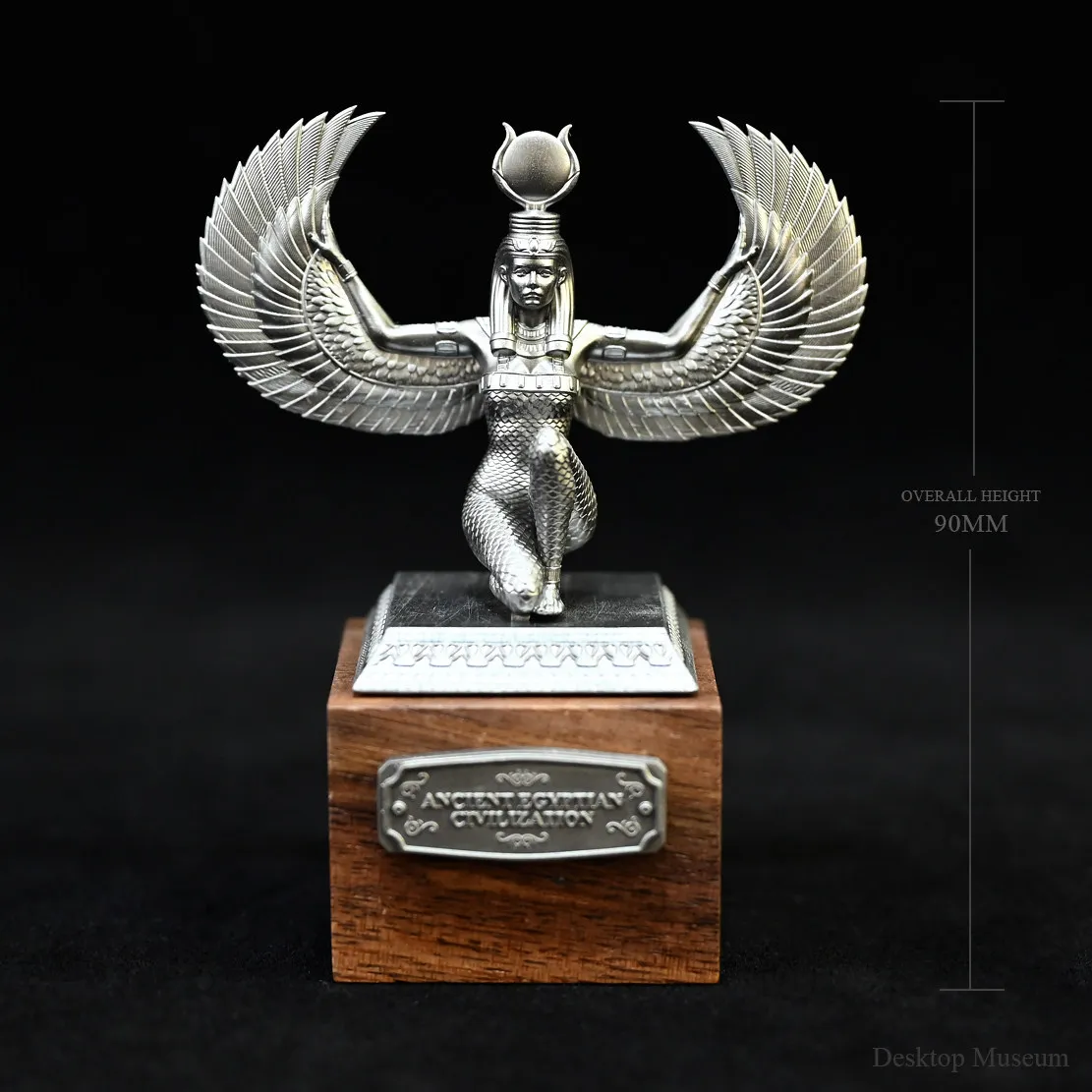 Hand-Painted Epoxy Resin Egyptian Goddess Isis Statue 90mm - Home Office Desk Decor Collectible