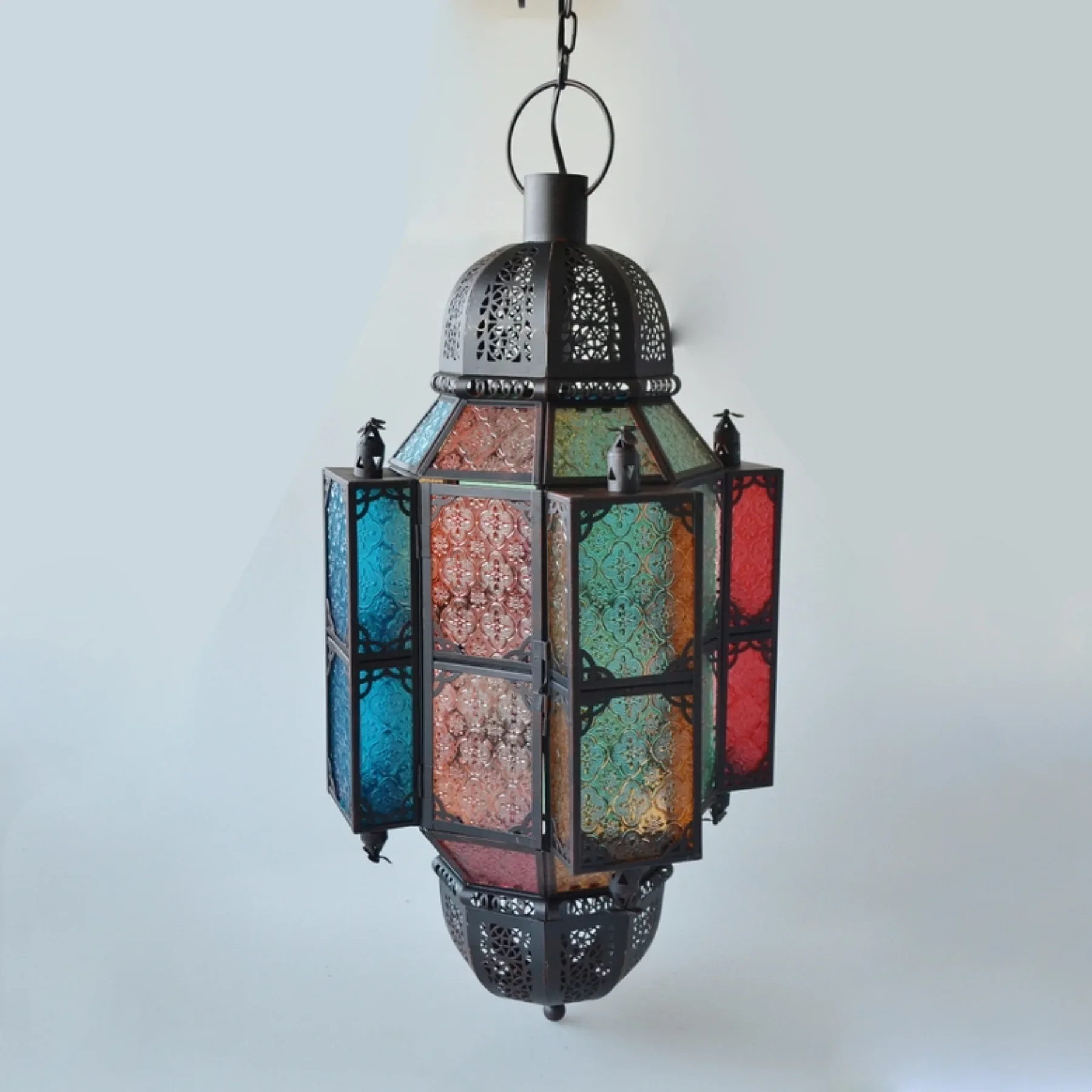 Styl turecki, kuta żelazna, zewnętrzna, ażurowa, kolorowa, świecznik, świecznik ogrodowy