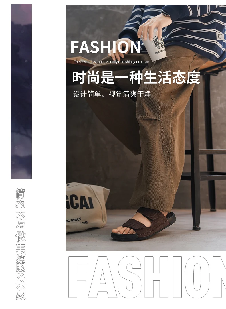 Herren-Freizeitpantoffeln, Sommer, atmungsaktiv, leicht, weiche Sohle, ideal für den Außenbereich, zum Gehen am Strand, zum einfachen Anziehen, bequem, modisch. – Detail 3