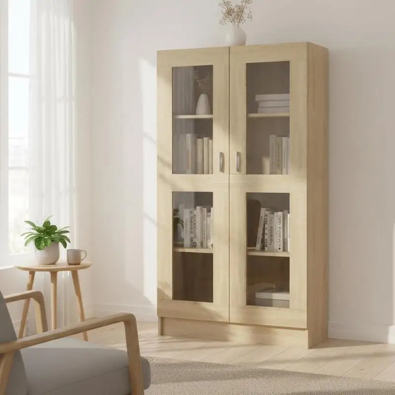 Vitrine en chêne sonica 82,5x30,5x150 cm en bois