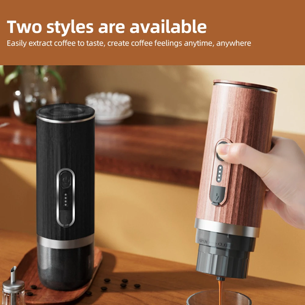 Portable Electric Espresso Coffee Machine Cordless Heating 3oz Single Serve Mini Coffee Maker with 3-IN-1 Coffee Powder