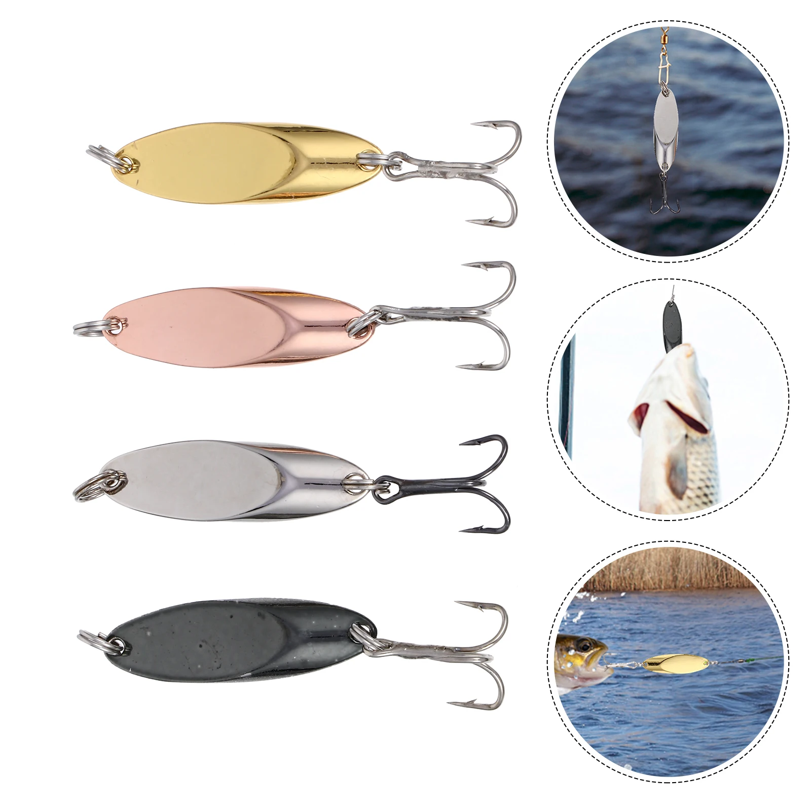 

4pcs Bright Sequin Lures 4cm7g Metal Baits for Freshwater Fishing Catfish Bass Spoons Practical Rig Saltwater Supplies