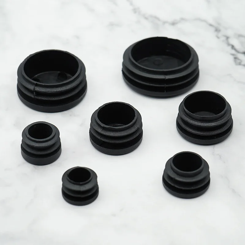 Plastic Round Inner Plug For Steel Pipe End Blanking Caps Anti Slip Alloy Ladder Chair Leg Cover Furniture Protector Pads12-40mm