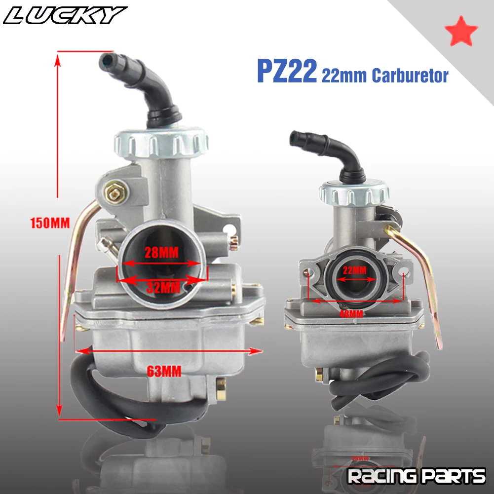 PZ22 22mm Motorcycle Carburetor For 50cc 70cc 90cc 110cc 125cc Fit Kazuma ATV Quad Go Karts Moped SUNL HK110 New Aluminum Carb