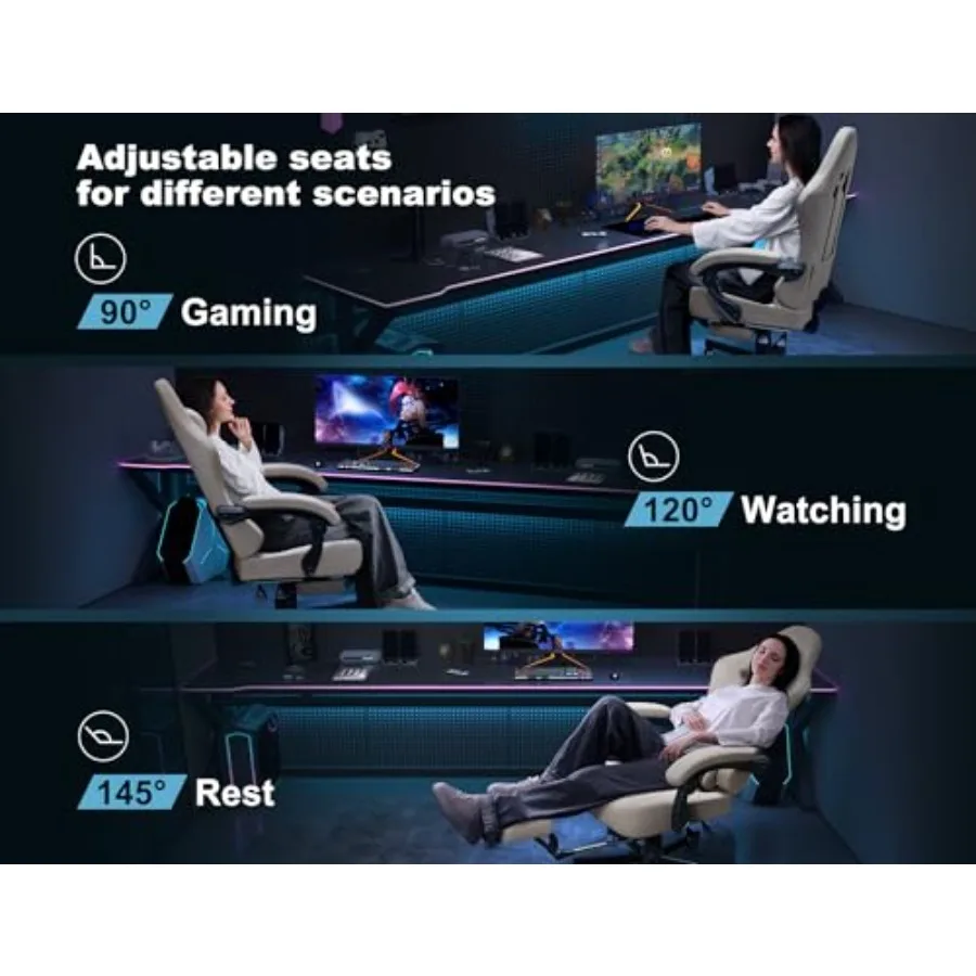 كرسي ألعاب مصنوع من الجلد المسامي مع وسادة زنبركية للجيب وكرسي مكتب عالي المريح مع مسند للرأس لألعاب الكمبيوتر Ch #6