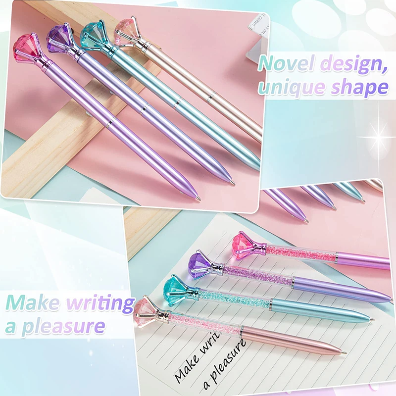 48 Pcs Crystal Diamond Ballpoint Pen Black Ink Advertising Gift Pen School Office Stationery