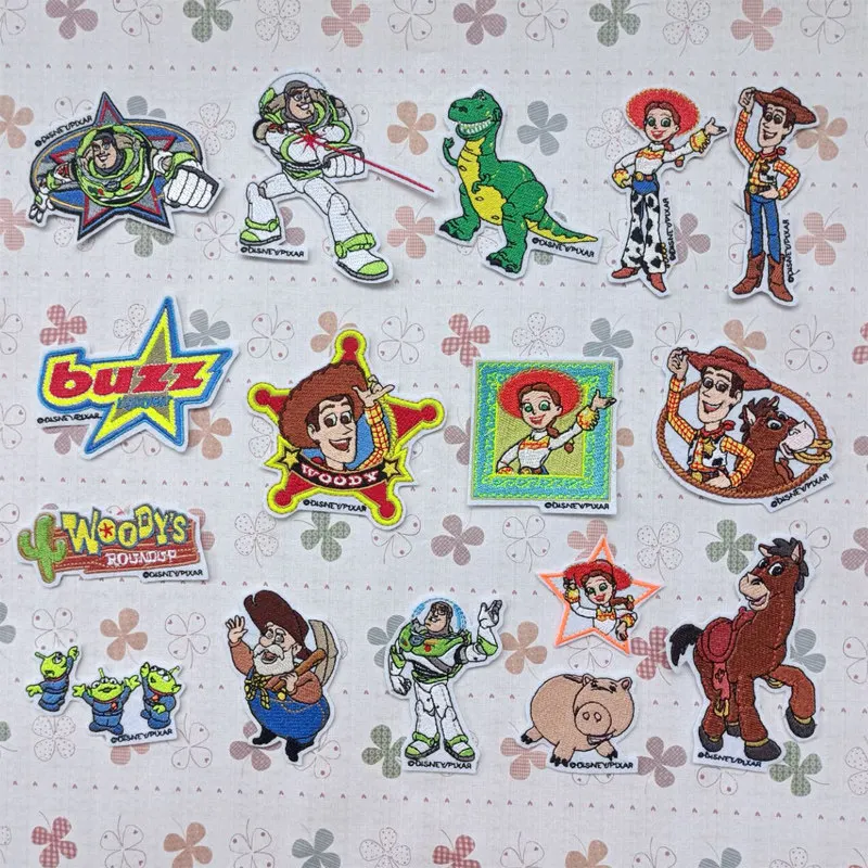 Toy Story Stickerei-Stoffaufkleber Cartoon-Patch-Aufkleber Buzz Lightyear Aufkleber Dreiaugiges Monster Anime Dekorativer Abzeichen-Aufkleber