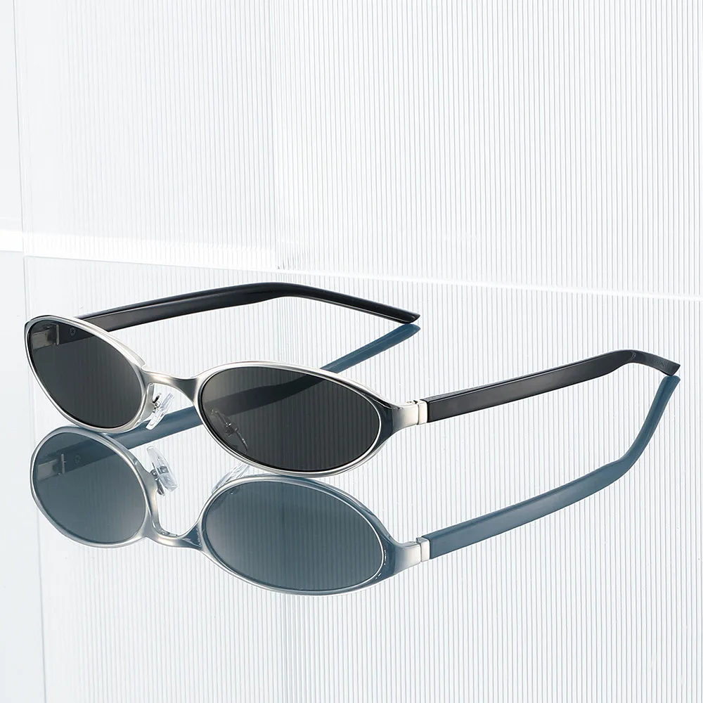 

Oval Small Frame Sunglasses Women's Men's Y2K Retro Sunshade UV Sun Glasses Luxury Brand Designer Popular Metal Eyeglasses