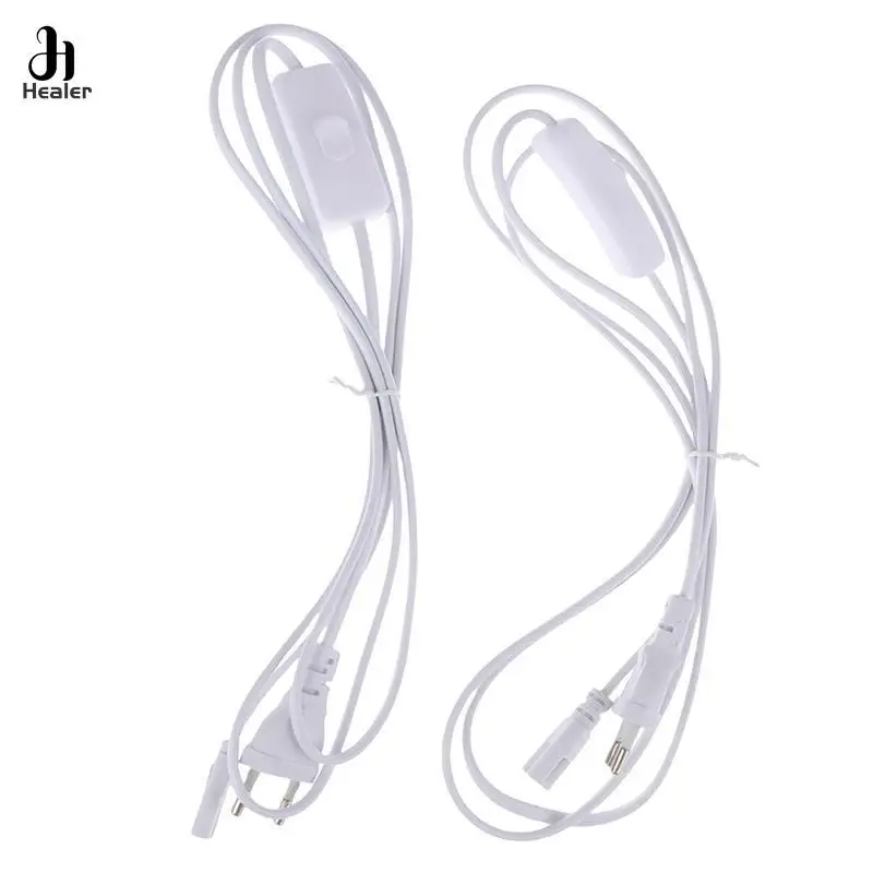 1.8m Lighting Accessory 220V EU Plug Switch Cable For T5 LED Tube T8 Power Charging Wire Connection Wire ON/OFF Connector