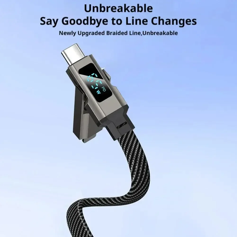 2/1 Stück 4-in-1 65W Schlüsselanhänger-Ladekabel USB-C-Kabel mit V/A/W-Anzeige Typ C für Apple Tragbares Kabel für iPhone/Samsung/Laptop – Detail 14