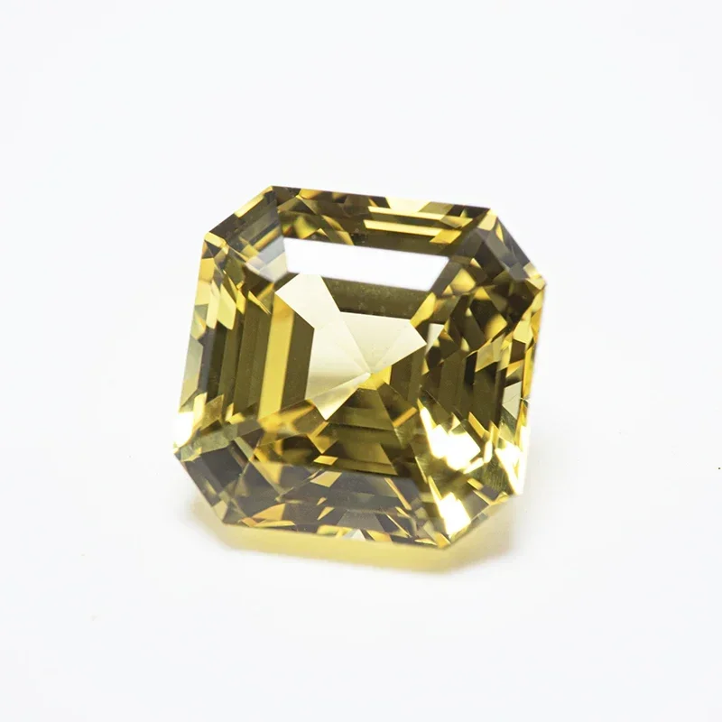 Lab Grown Sapphire  Asscher Cut yellow Color VVS1 Charms DIY for Jewelry Making Materials Selectable AGL Certificate