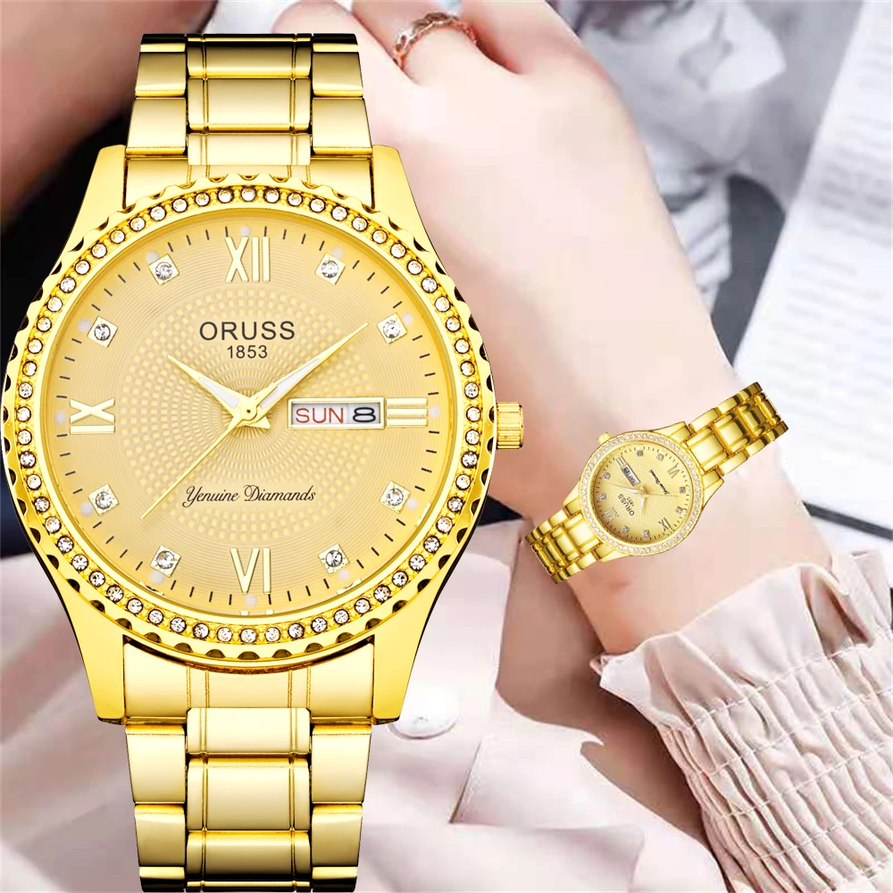 Couple watches a pair of matching personality handsome double calendar durable men's watch small niche ins retro women's watch