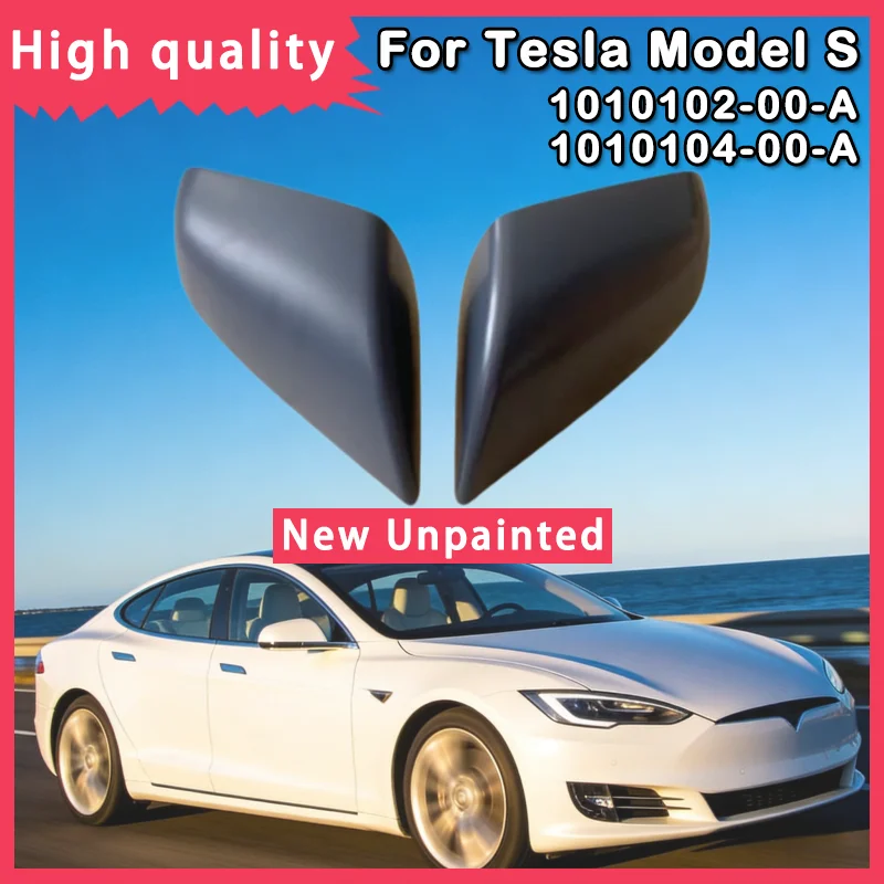 

Для Tesla Model S 2012-2021: Новые неокрашенные левые и правые накладки на зеркала заднего вида (крышки-черепа), OEM 1010102-00-A, 1010104-00-A, автозапчасти