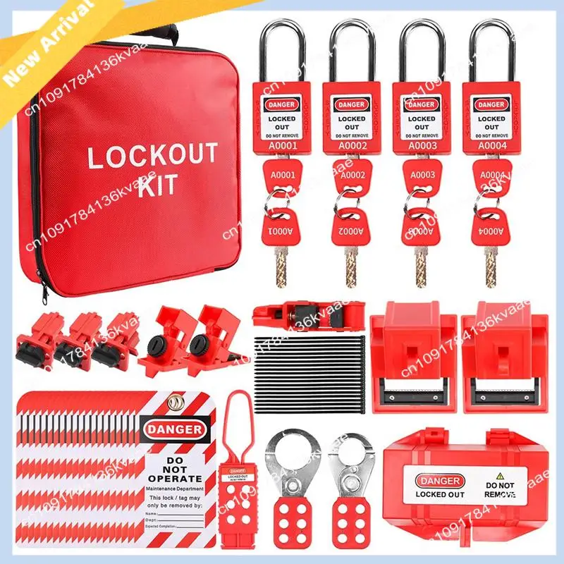 M01K قفل خارج العلامة خارج أطقم الكهربائية، 57 قفل Tagout عدة مع قواطع غلق بمشبك علامة قفل التوصيل قفل لمجموعة OSHA-Loto