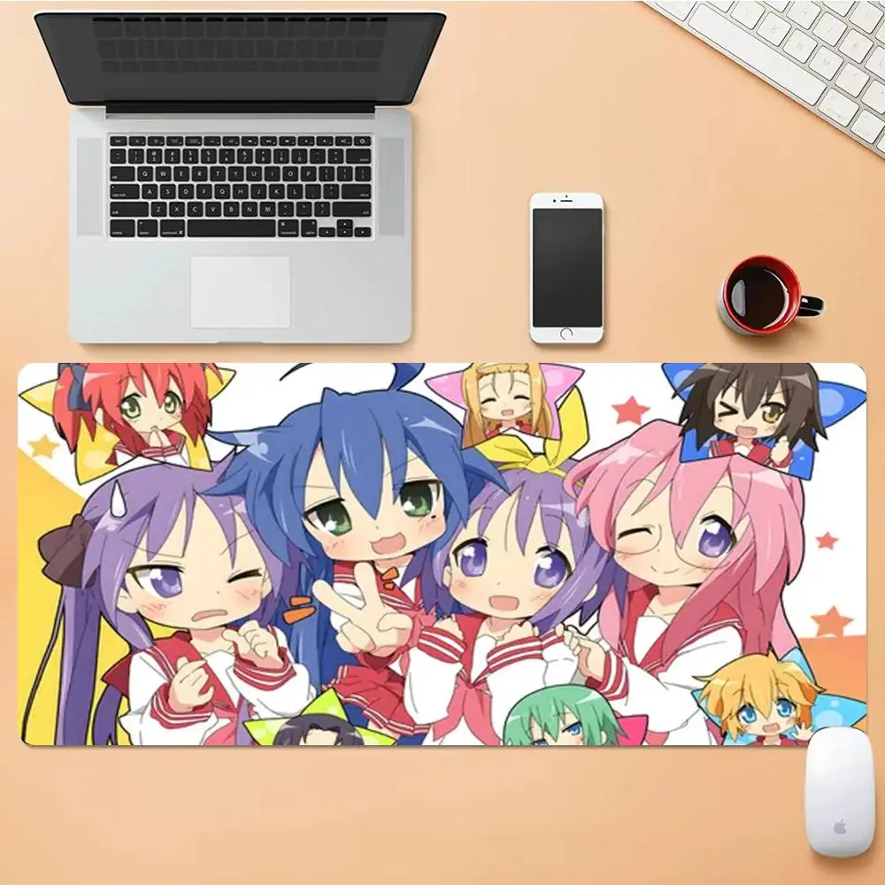 

Anime lucky star Mouse Pad Desk Mouse Pad Cute HD Desk Pad Extended Gaming Keyboard Mats Large XXL Gamer Mousepad 90x40