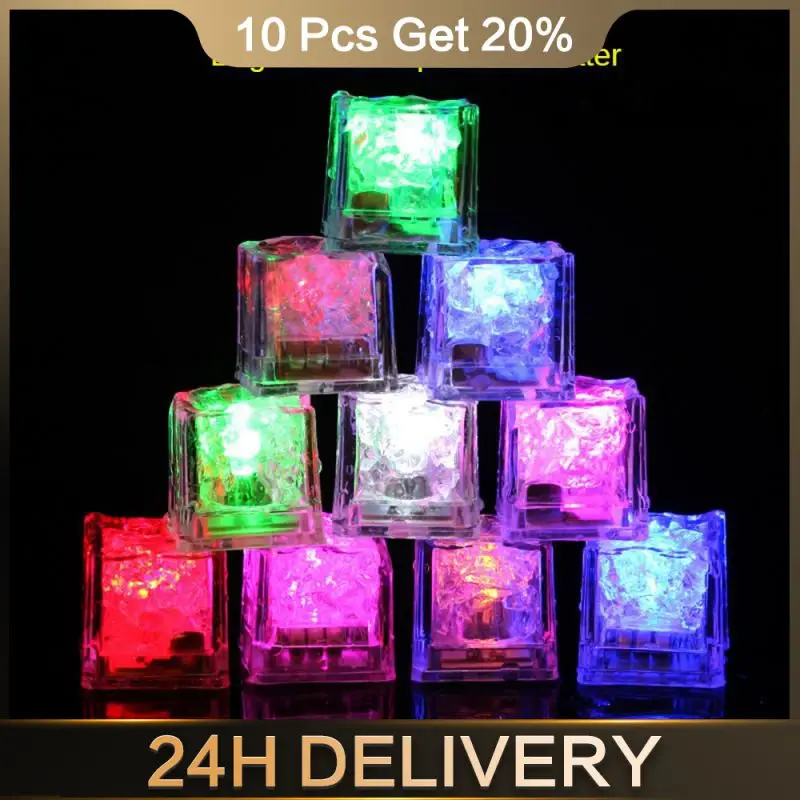 6/1pcs Colorful Luminous Ice Cubes Night Light Colorful Flash Ice In Water Luminous Waterproof Night Light Safe Decoration Light