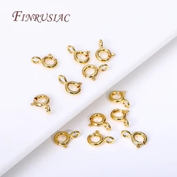 5/5.5/6/7mm Size 18K Gold Plated Brass Spring Ring Clasp with Open Ring, Round Clasps Connector For Bracelet Necklace Making