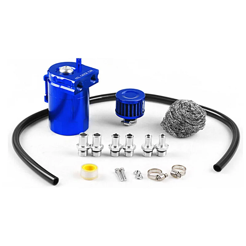 

Oil Separator Catch Can with Breather Filter Oil Dipstick Hole Breathable Kettle Universal Fuel Tank
