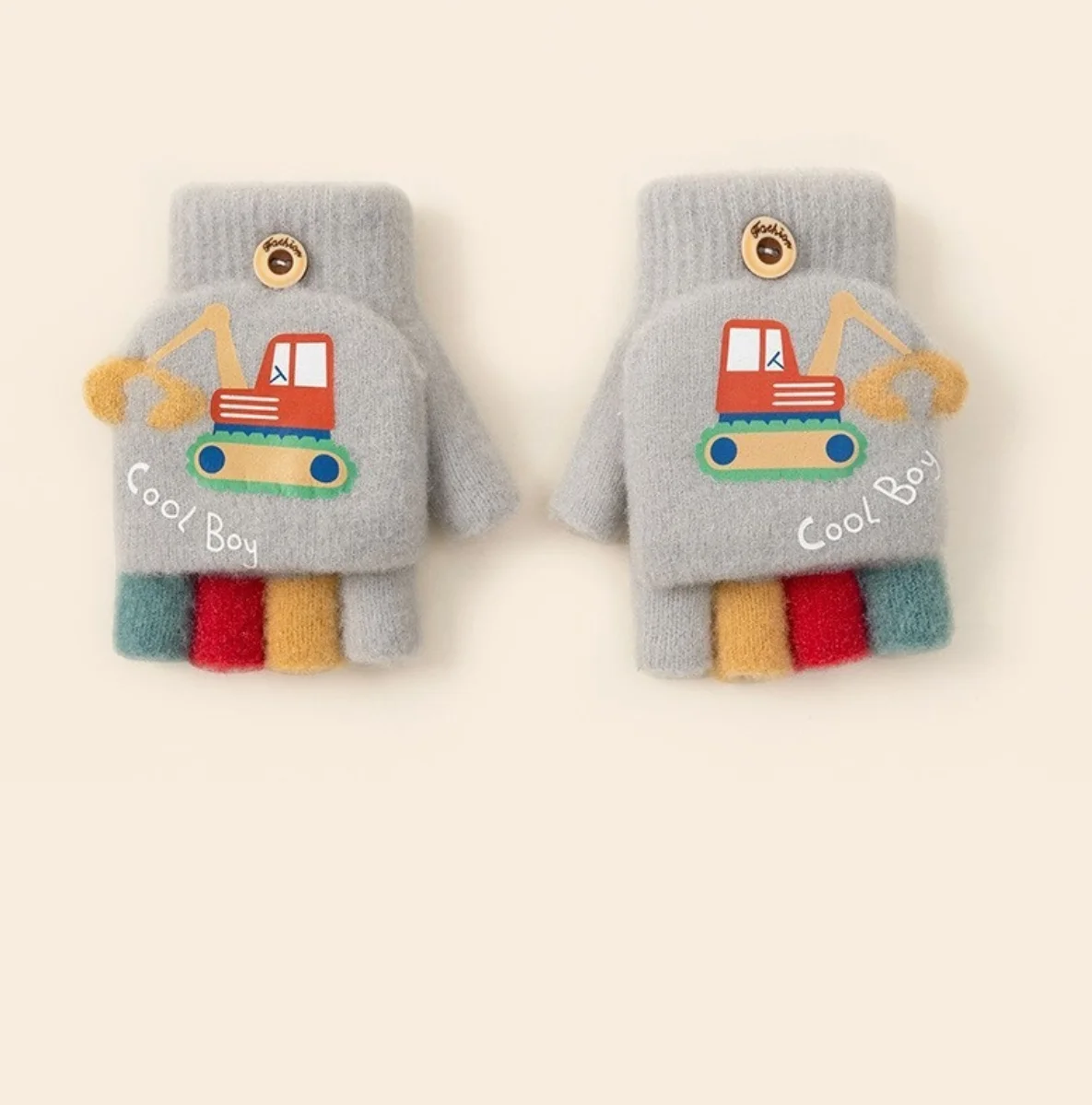 Guanti caldi per bambini inverno bambini Kid Boy Girl guanti mezze dita Flip guanti per bambini 2-5 Y