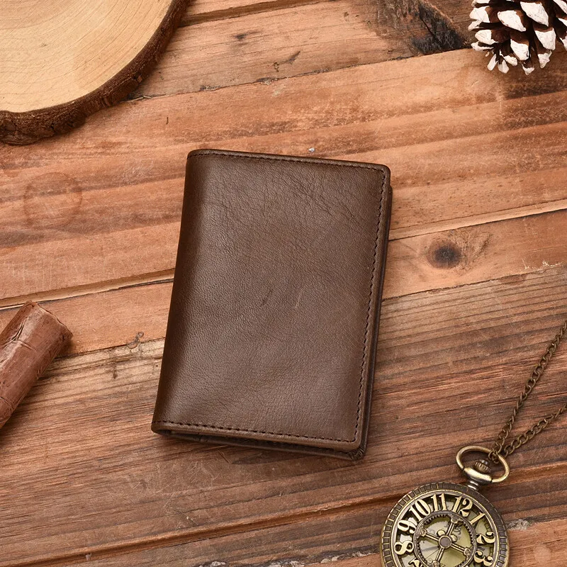 Real Leather Cowhide Card Holder RFID Blocking Purse Men and Women ID Credit Card Vintage Wallet Slim Business Cards Pouch