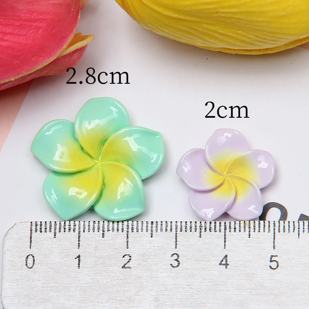 100/200 buah Resin lima kelopak bunga datar Cabochon buku tempel cocok untuk rambut busur pusat Kawaii DIY aksesoris hiasan