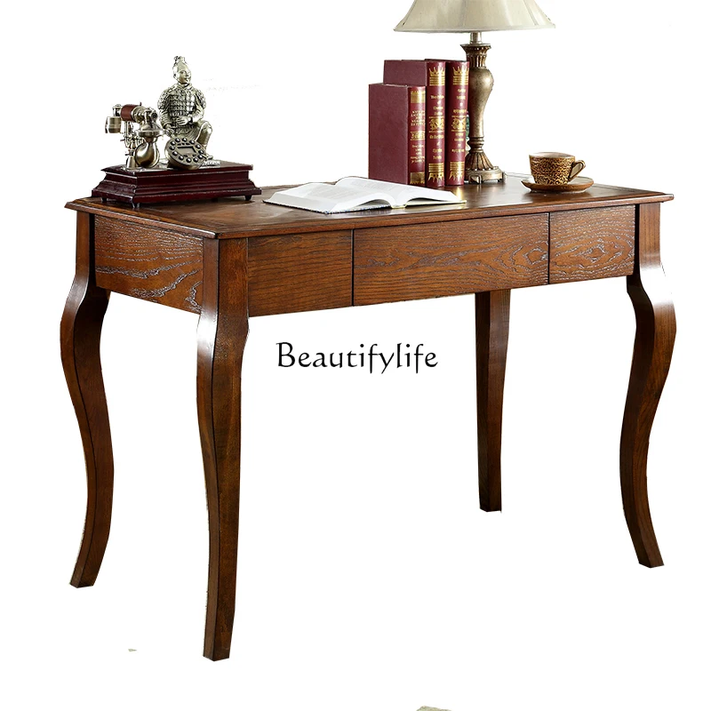 

American pure solid wood desk simple European writing desk bedroom desk