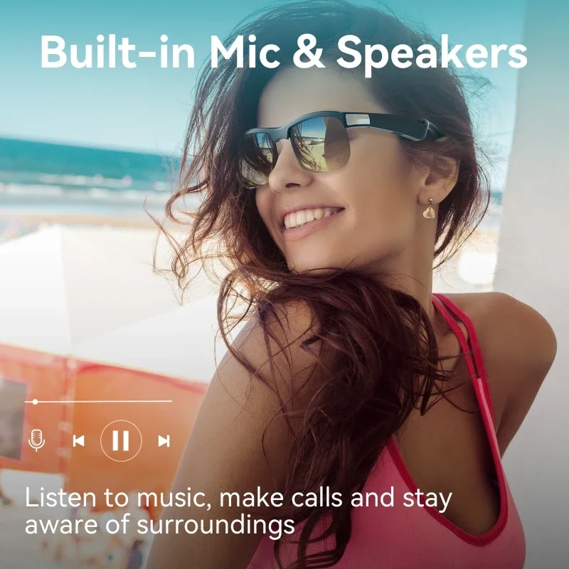 Smart Bluetooth Glasses Headset Intelligence Color-Changing Sunglasses UV Protection HD Call Voice Assistant Glasses for Travel