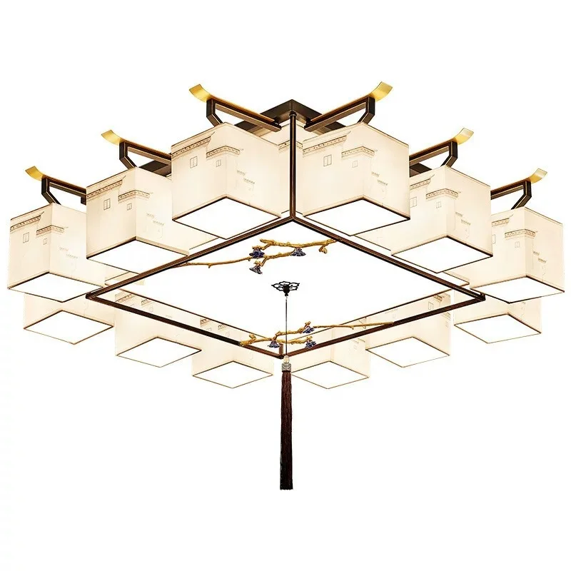 New Chinese Ceiling Light Modern Simple Rectangular Living Room Light Dining Room Bedroom Light Retro Chinese Style