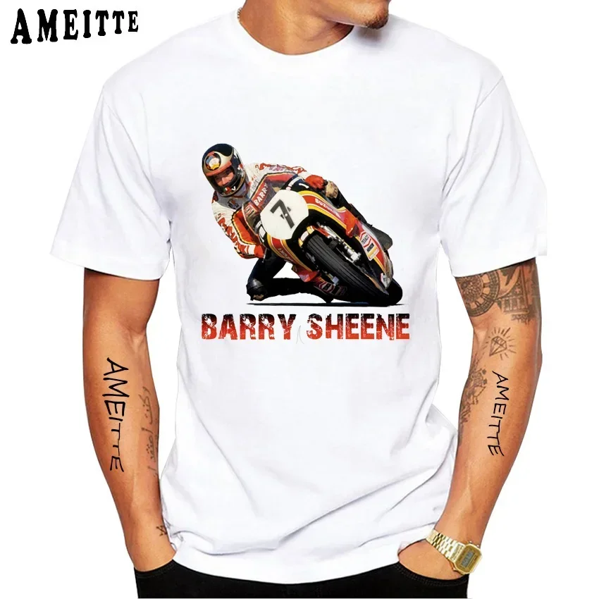 باري شين 7 دراجة نارية GP سباق تي شيرت جديد الرجال قصيرة الأكمام الصبي مغامرة الرياضة عادية الأبيض بلايز دراجة نارية متسابق تيز
