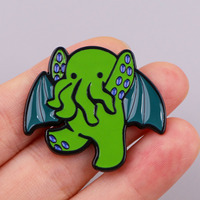 Monster Cthulhu Enamel Pin Cartoon Lapel Pins for Backpacks Brooches Badges Green Brooch for Clothes Jewelry Gifts for Friends