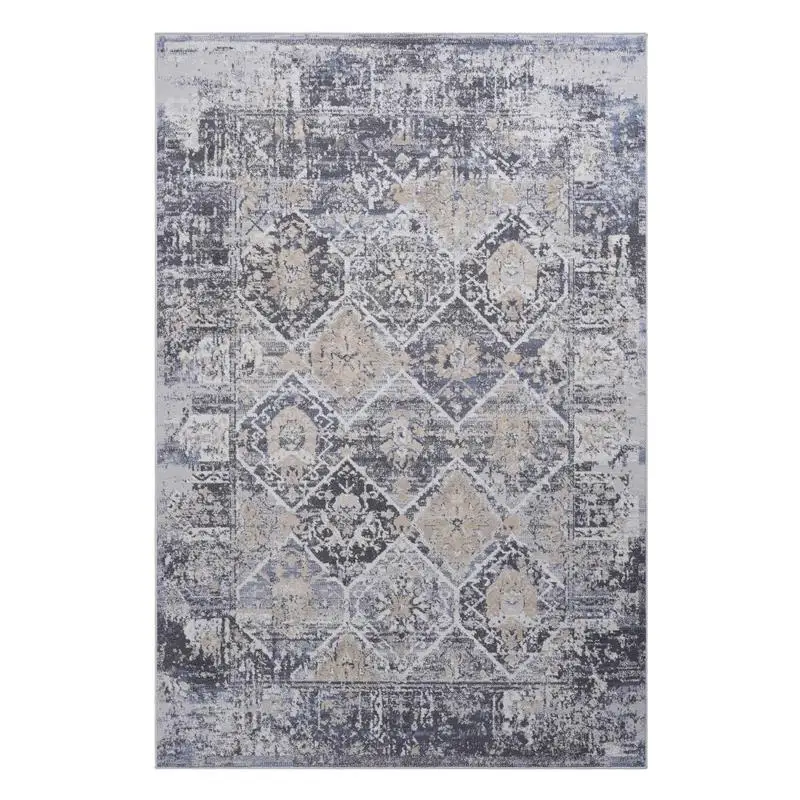 Stylish 6x9 Grey/Blue Traditional Non-Shedding Area Rug for Living Room, Bedroom, Dining, or Home Office - Stain Resistant and