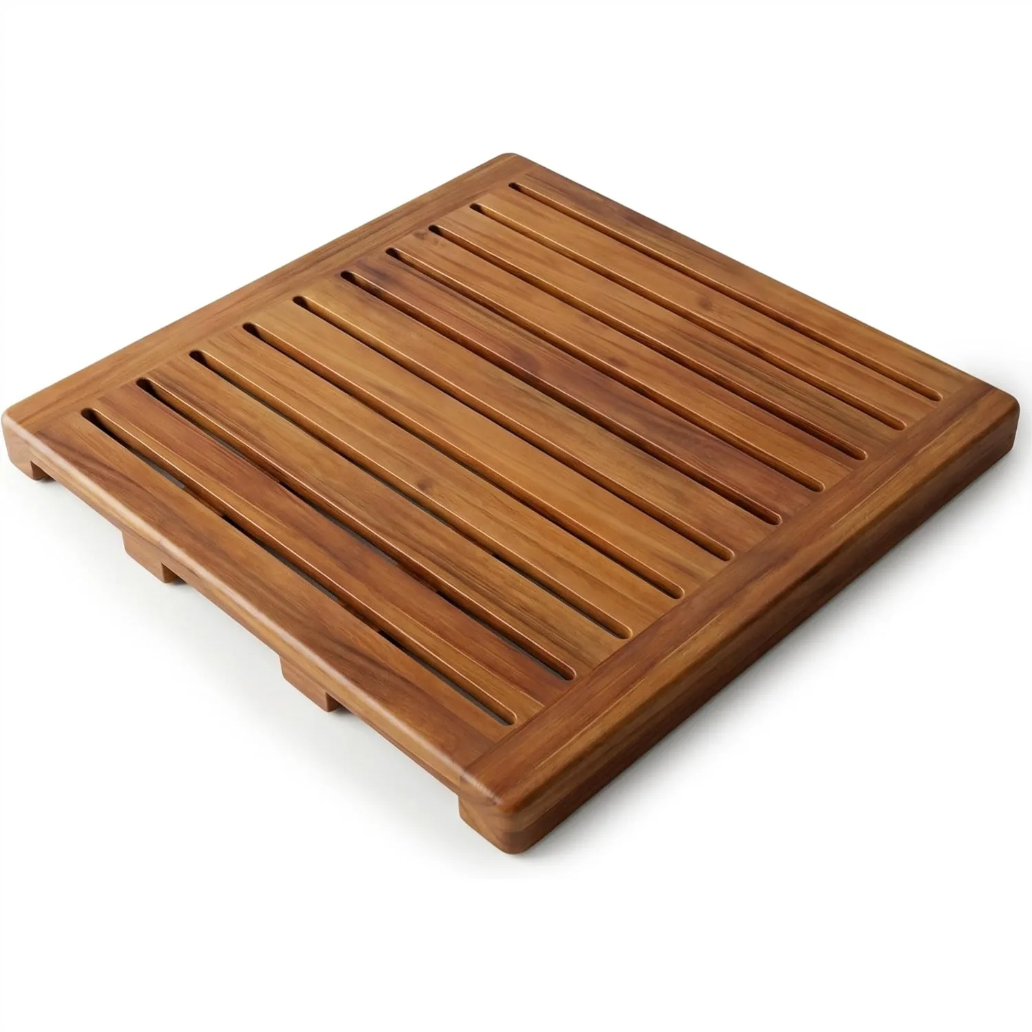 

Acacia Wood Shower Mat 21x21 Inches, Non Slip Bath Mat for Bathroom Bathtub Shower Spa, Waterproof Wooden Floor Mat Square for
