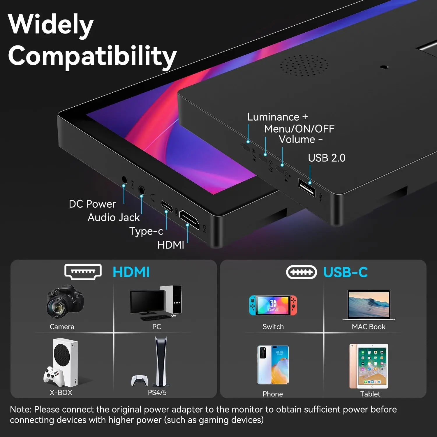 شاشة لمس صغيرة الحجم 10.3 بوصة، 400cd/m2، VESA، IPS شاشة بار 1920*720 HDMI USBC، مناسبة للكمبيوتر المحمول المحمول الذي يعمل باللمس