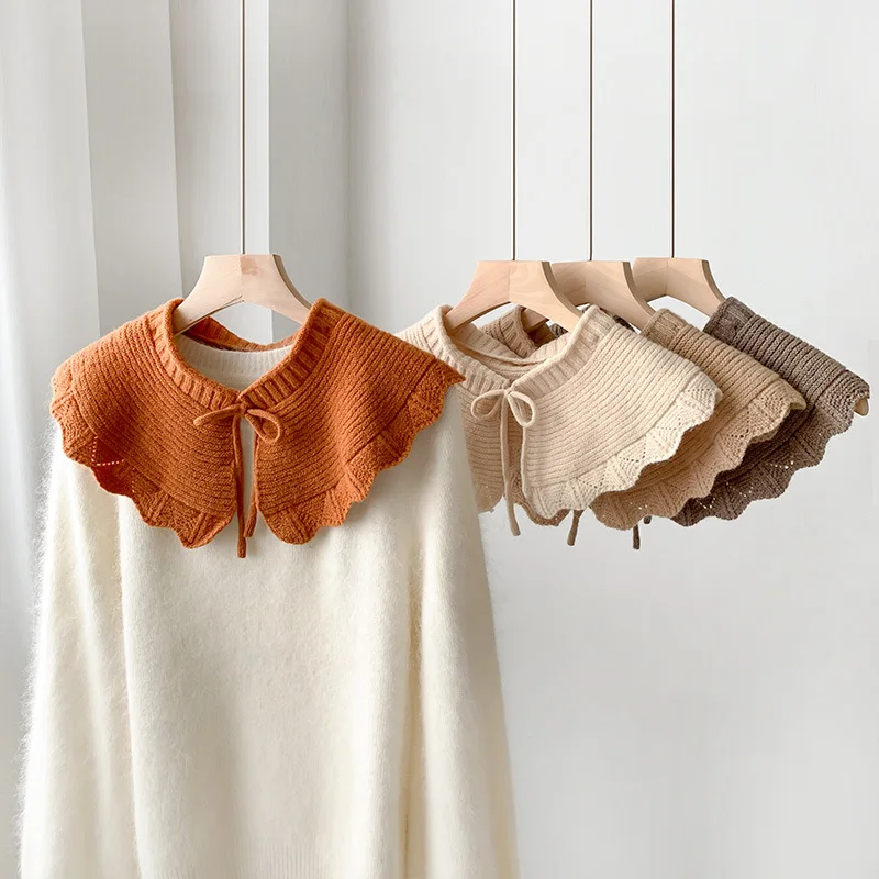 Dames Cape Doll Kraag Dames herfst en winter Nieuwe gebreide schouder- en nepkraag Veelzijdige wollen sjaal