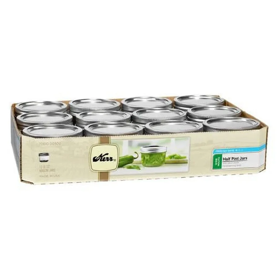 (2 pack) Canning Jars, Wide Mouth Half-Pint Mason Jars with Lids and Bands, 12 Count 8 oz