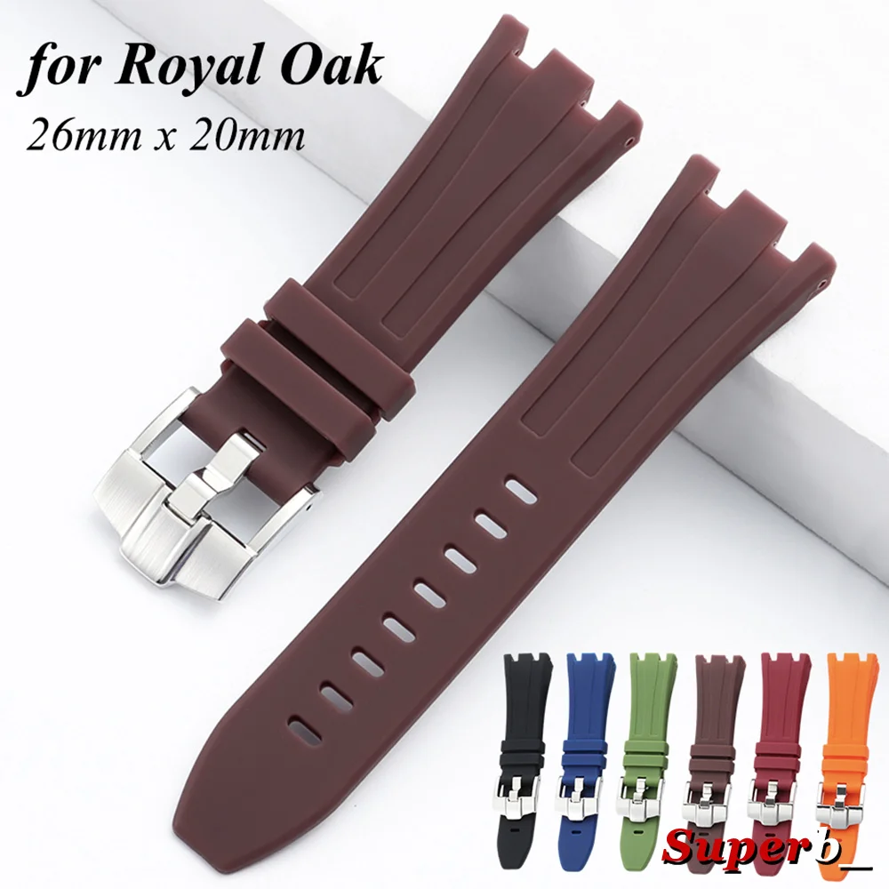 Luxuriöses Sport-Gummi-Uhrenarmband für Royal Oak Offshore Schwarz Blau Rot Gummi-Uhrenband 26mm Wasserdicht Schweißresistent