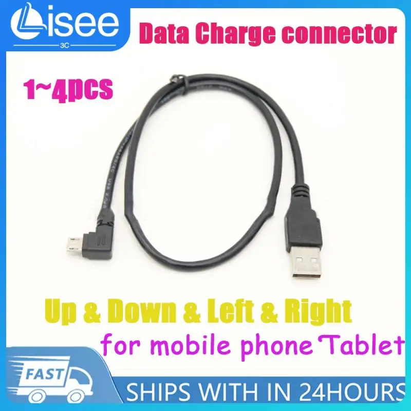 1~4PCS Up & Down & Left & Right Angled 90 Degree Micro USB Male to USB male Data Charge connector Cable 0.5m 1m for mobile phone