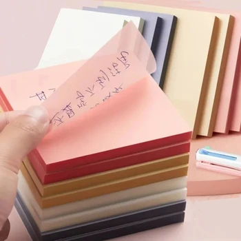 Carnet de notes transparent étanche auto-adhésif, autocollant de note, école, papeterie de bureau, étudiant, rappel créatif, signet, 50 feuilles