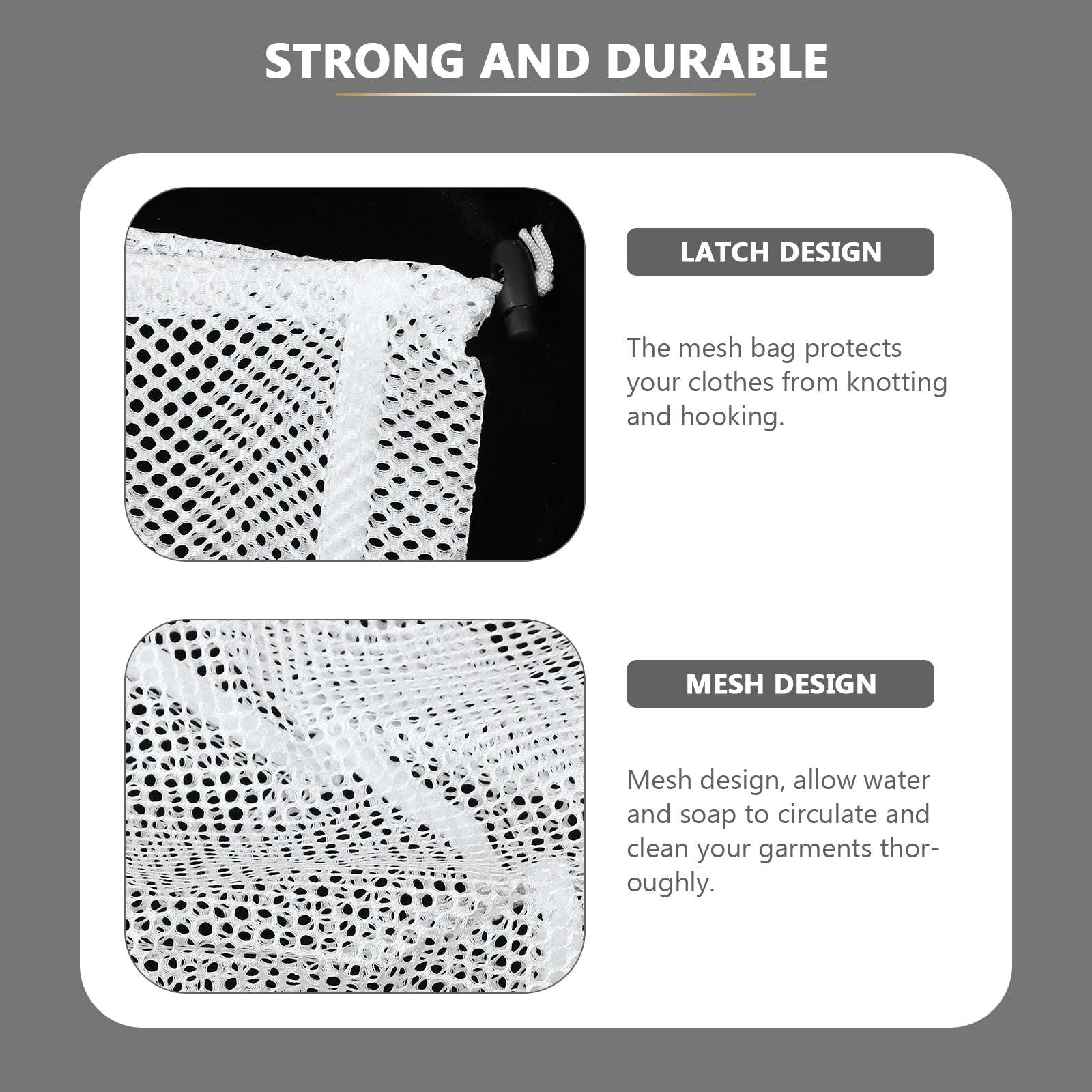 

2pcs Mesh Wash Bag for Home Laundry Washer Safe Polyester Large Capacity Lightweight Storage Organizer No Tangle