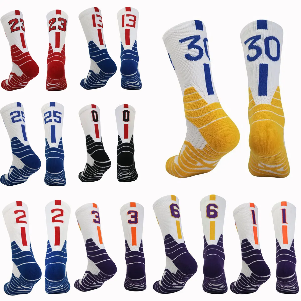 Knee Basketball Socks Number Sports Socks Thickened Men\'s High Towel Bottom Cycling Running Basket Child Adult calcetines Socks