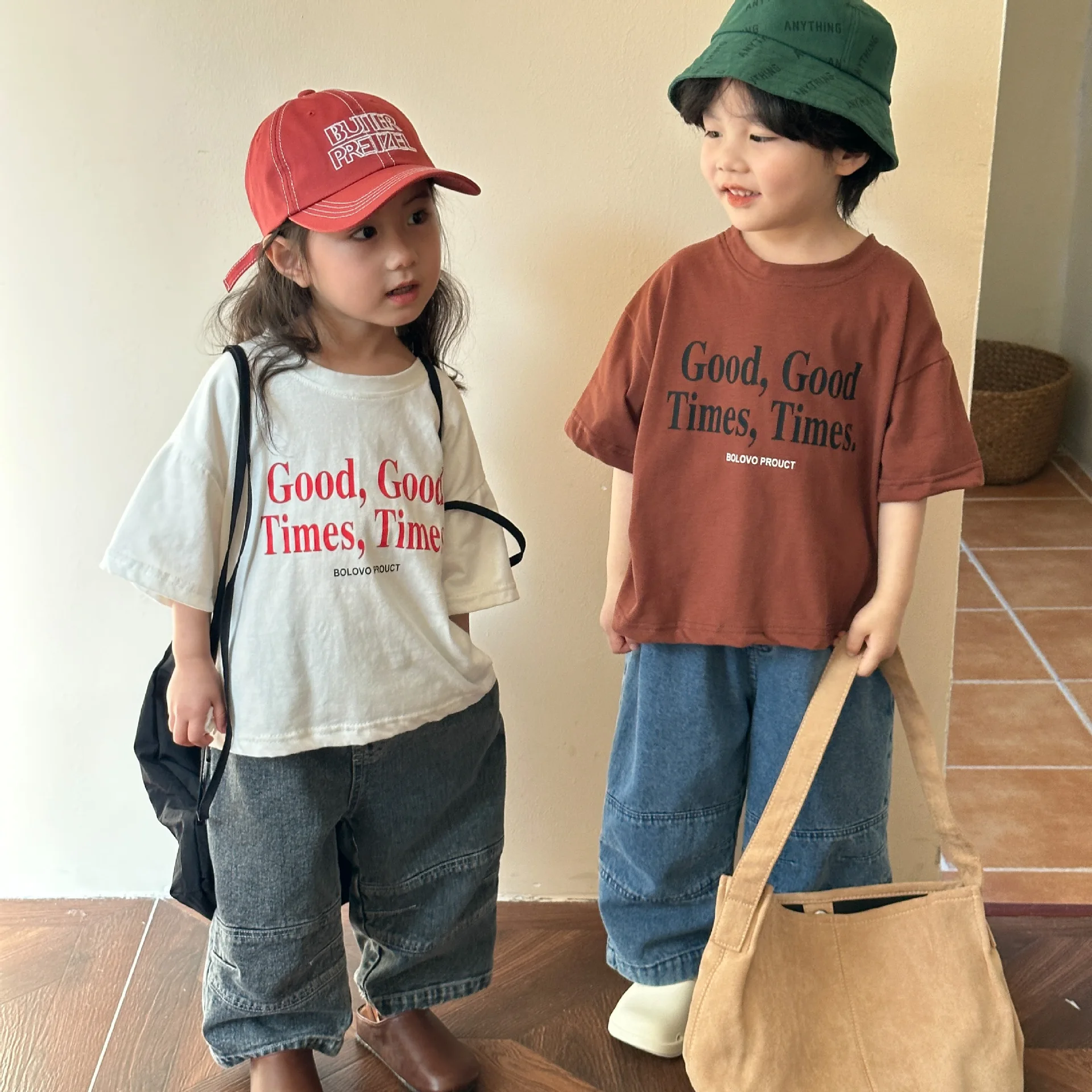 T-shirt à Manches Courtes pour Enfant, Pull Décontracté avec Lettres Imprimées, à la Mode, pour Bébé Fille et Garçon, Été, 2024