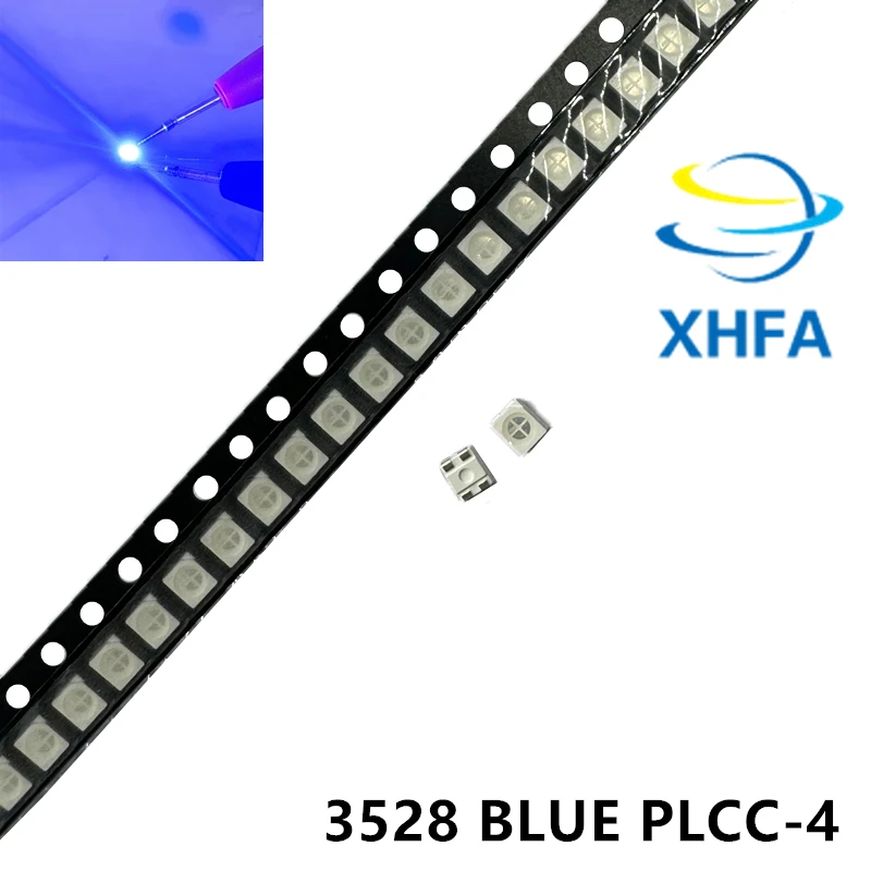 100PCS 3528 blue 4-legs blue super bright LED lamp beads PLCC-4 1210 3528 SMD LED Blue 4 Feet 4-Pin 3.5*2.8*1.9mm PLCC4