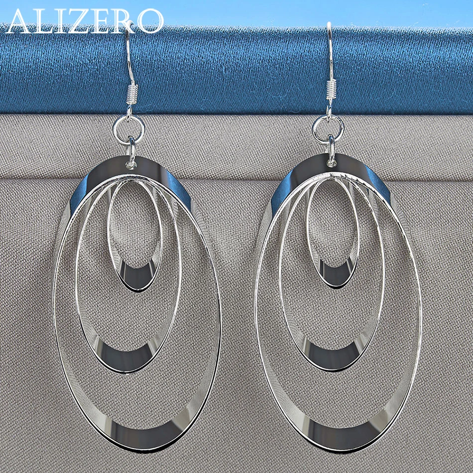 ALIZERO 925 Sterling Silver Geometric Coil Drop Earrings For Women Jewelry Fashion Elegant Engagement Wedding Accessories