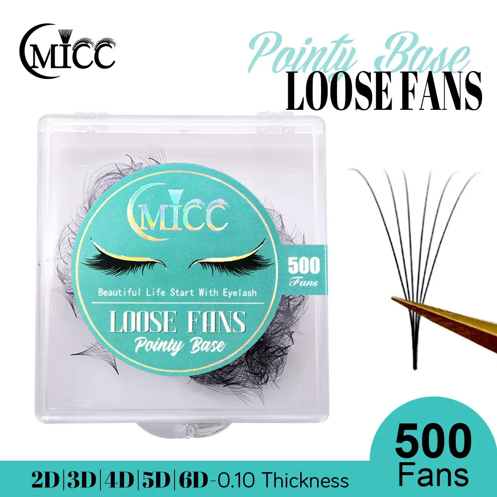 CMICC 500 Fans 2D 3D 4D 5D 6D 0.10 Loose Fan Eyelash Extensions Sharp Thin Root Pointy Base Premade Volume Fans Lashes Extension