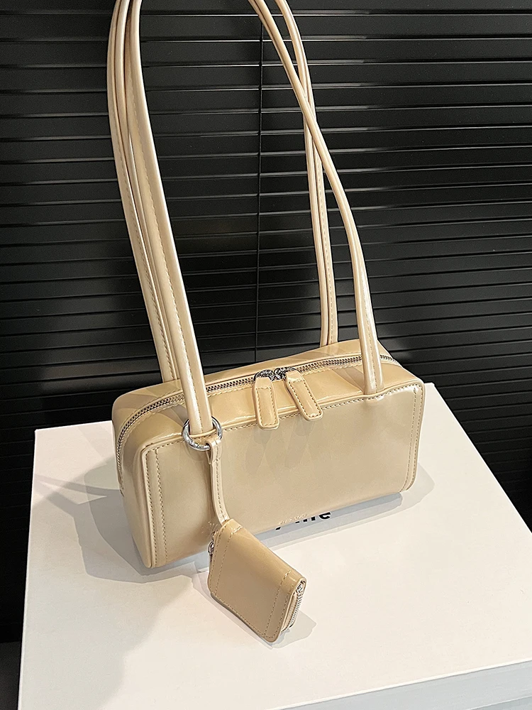 

Winter Faion Box ape Pillow Bag Women's Single oulder Bag Wax Leather Versatile Sli Quali Soft PU Small Size