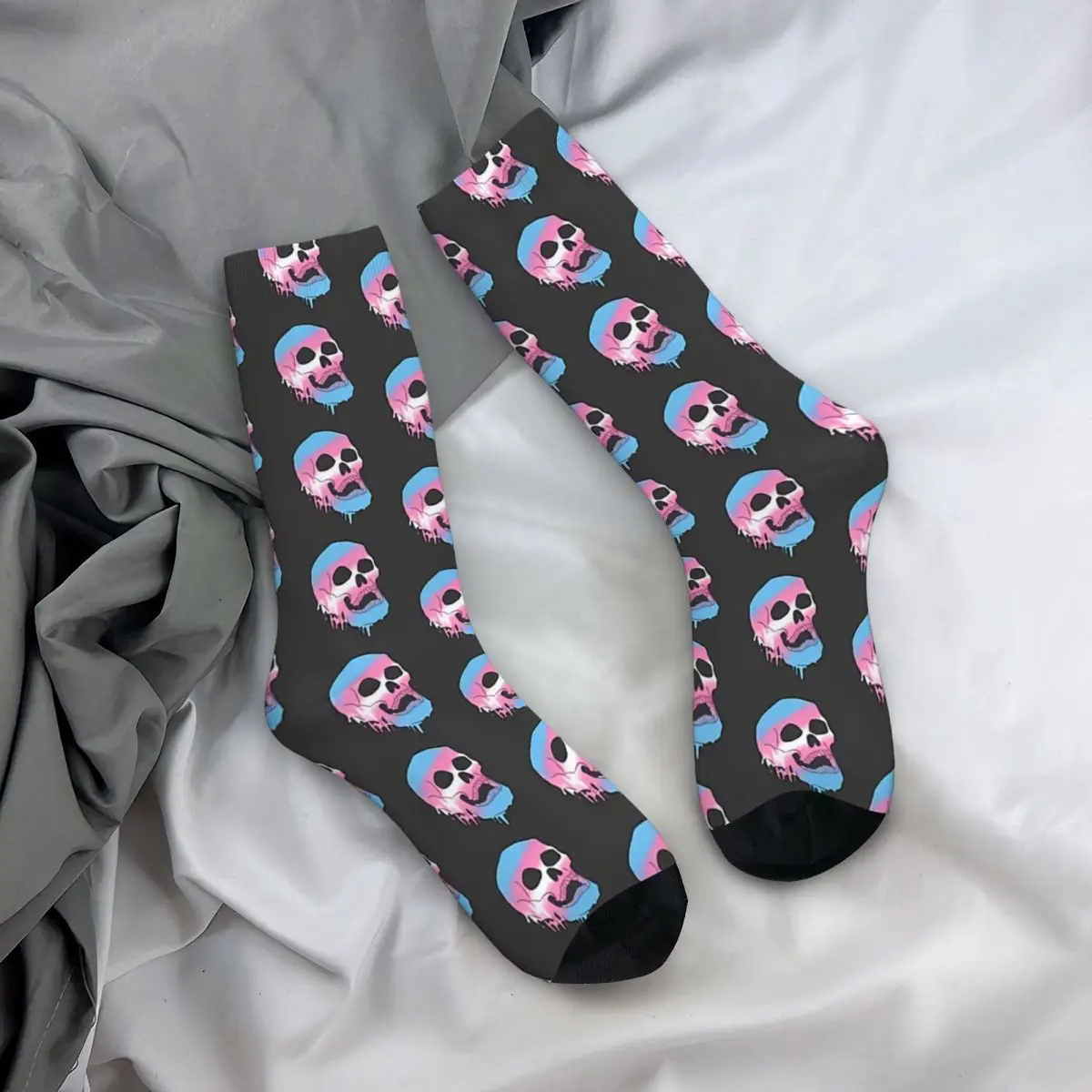 Happy Men's Socks Trans Flag Retro Harajuku LGBTQ Pride Hip Hop Seamless Crew Crazy Sock Gift Pattern Printed