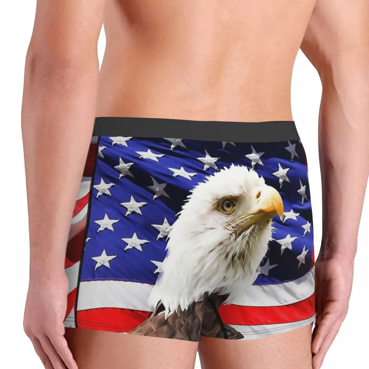 Calzoncillos de águila calva americana con bandera nacional para hombre, ropa interior transpirable, pantalones cortos ventilados, Bóxer