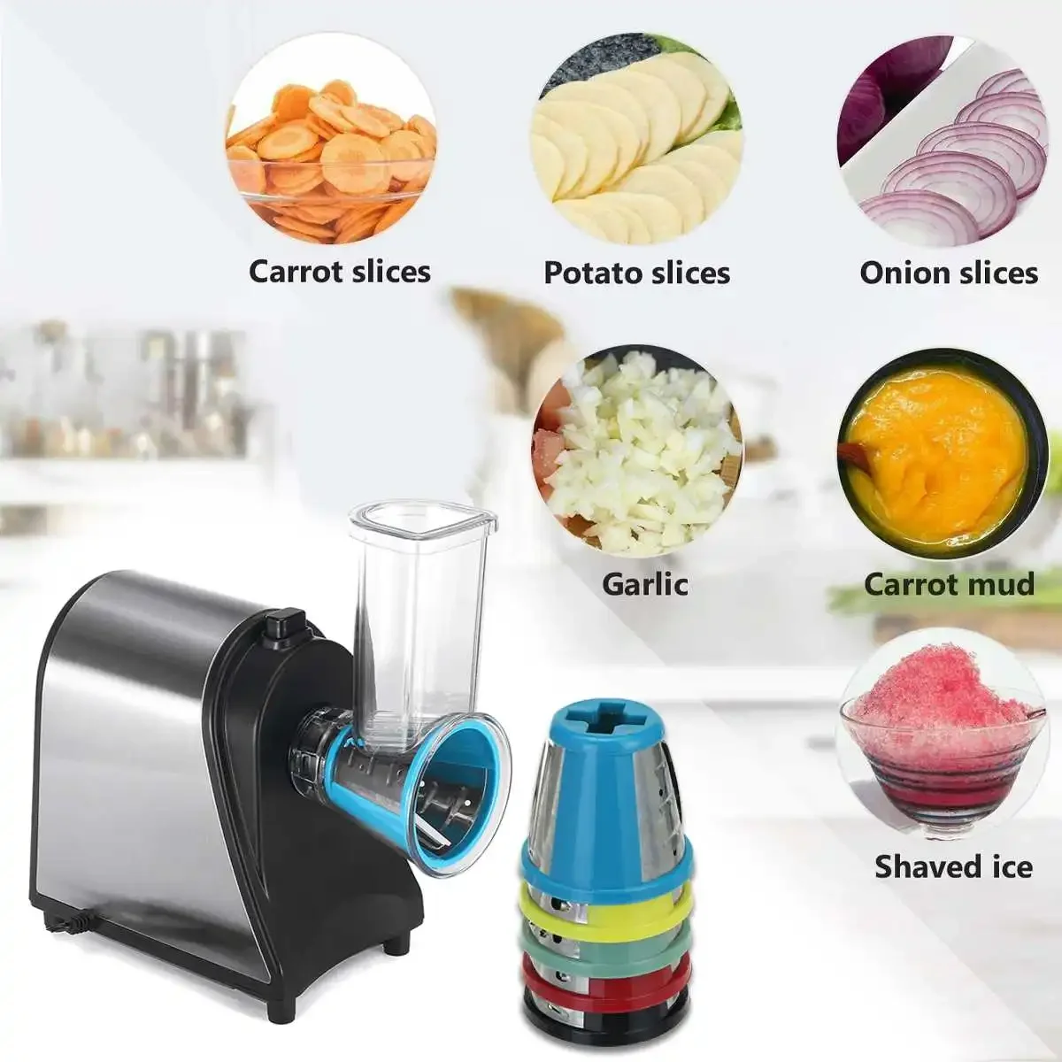 Multifunctional Electric Salad Fruit Vegetable Slicer Cutter Carrot Potato Chopper Cutting Machine Stainless steel Blade